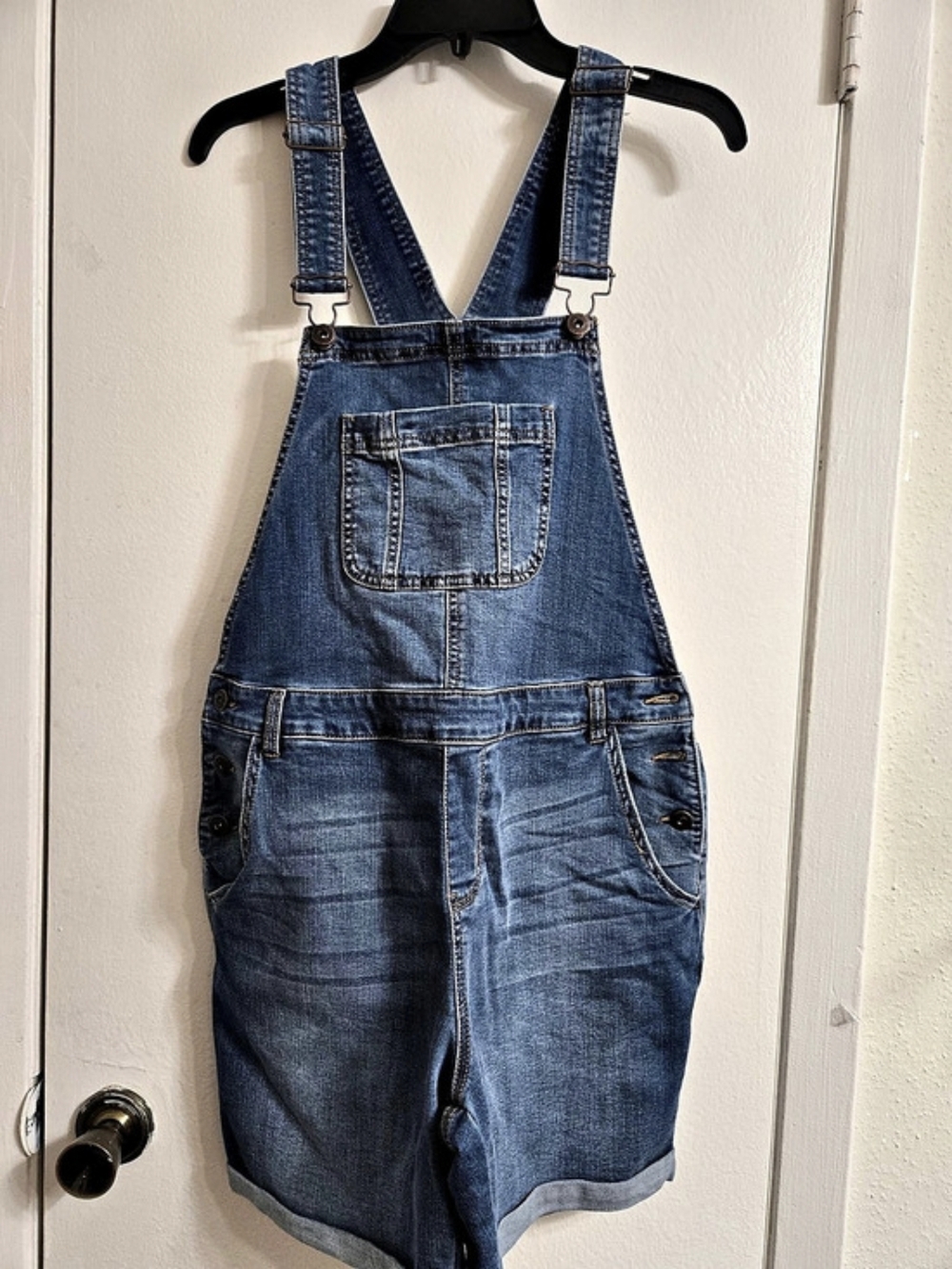 Style & Co Denim Short Overalls in Blue Size Small